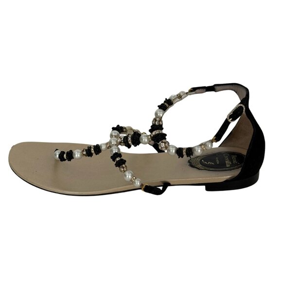 $985 Rene Caovilla t-strap pearl/beaded sandals size 9.5 / 39.5 - Picture 4 of 8